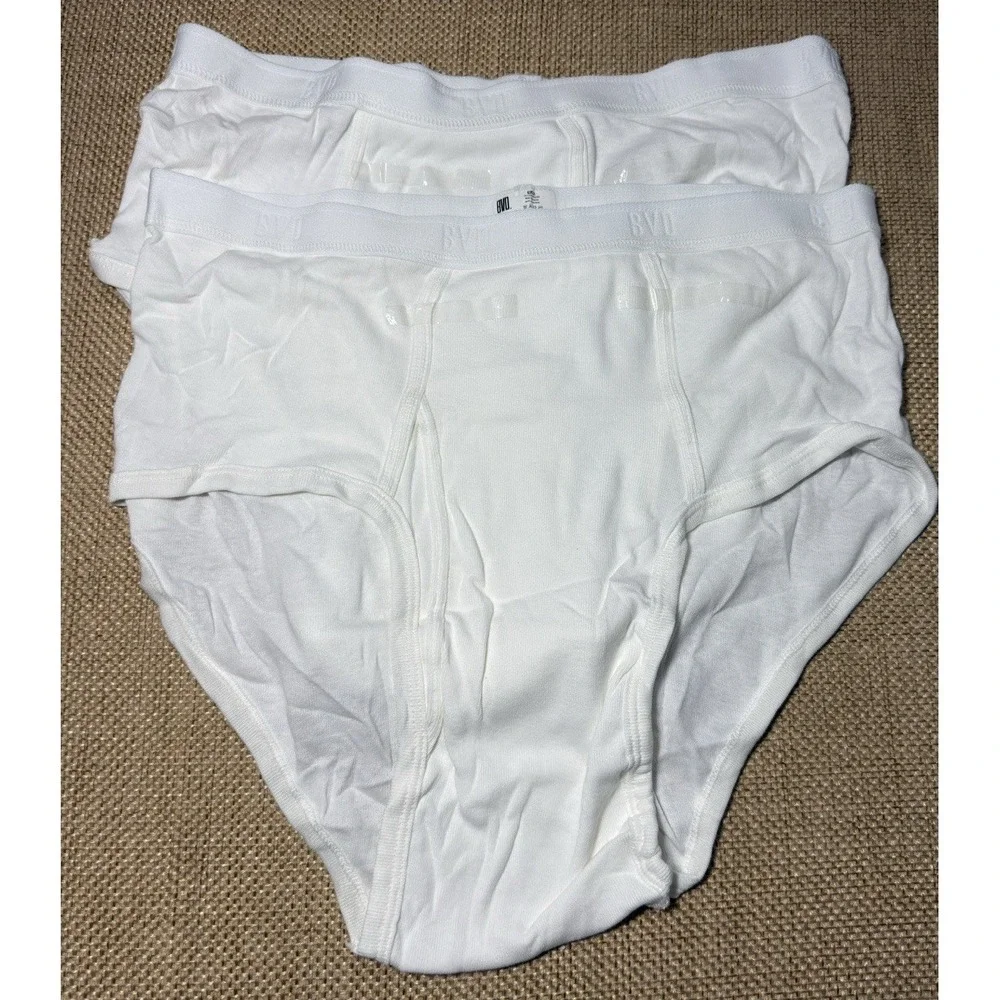 3 Vtg BVD White‎ Briefs Underwear XL Logo Cotton Tighties Whiteys Discontinued